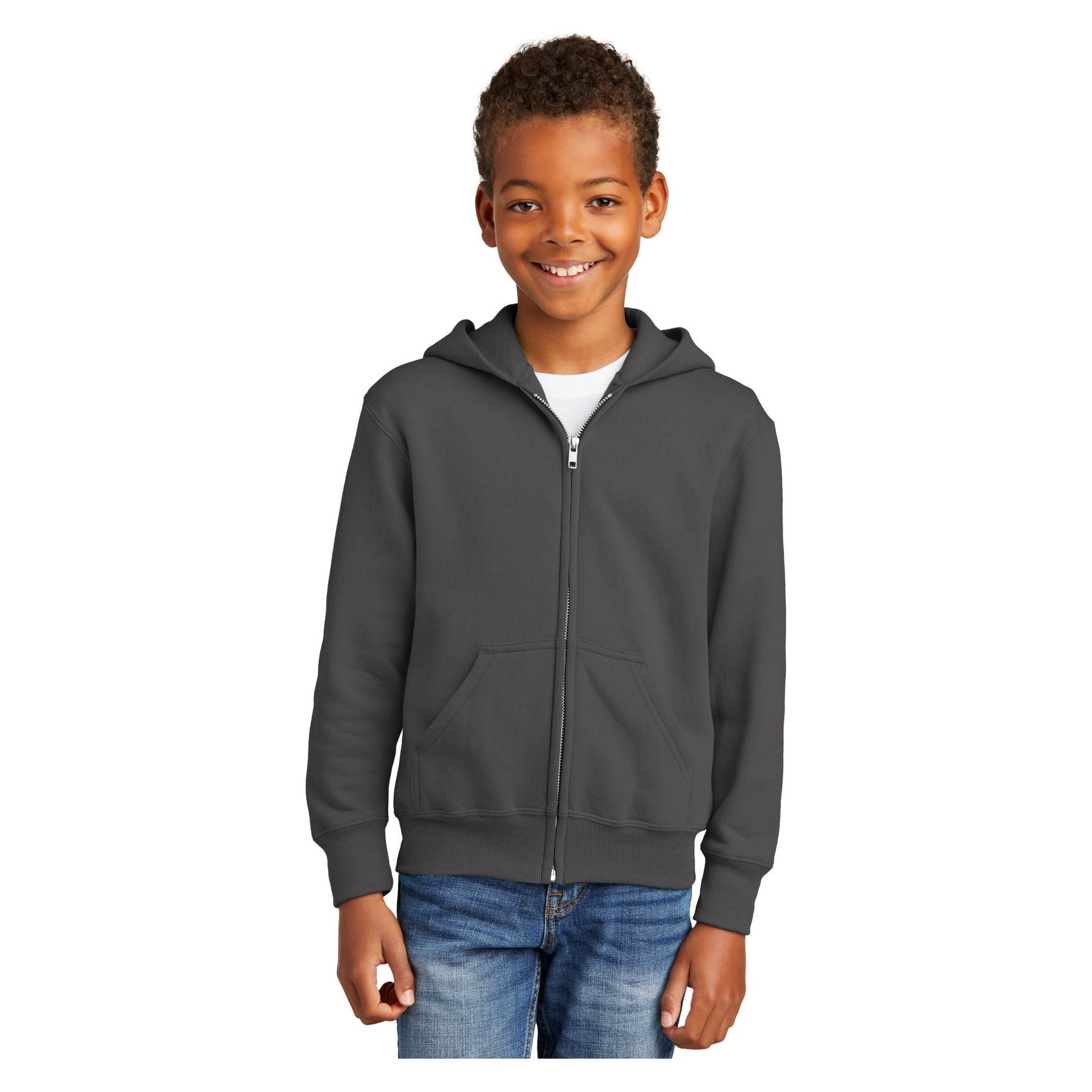 Port & Company ® - Youth Core Fleece Full-Zip Hooded Sweatshirt. PC90YZH - Port & Company PC90YZH Sweatshirts/Fleece Port & Company Charcoal XS