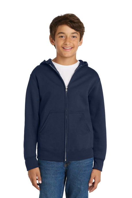 Port & Co ™  Youth Core Fleece Full-Zip Hooded Sweatshirt.  PC90YZH - Port & Co PC90YZH