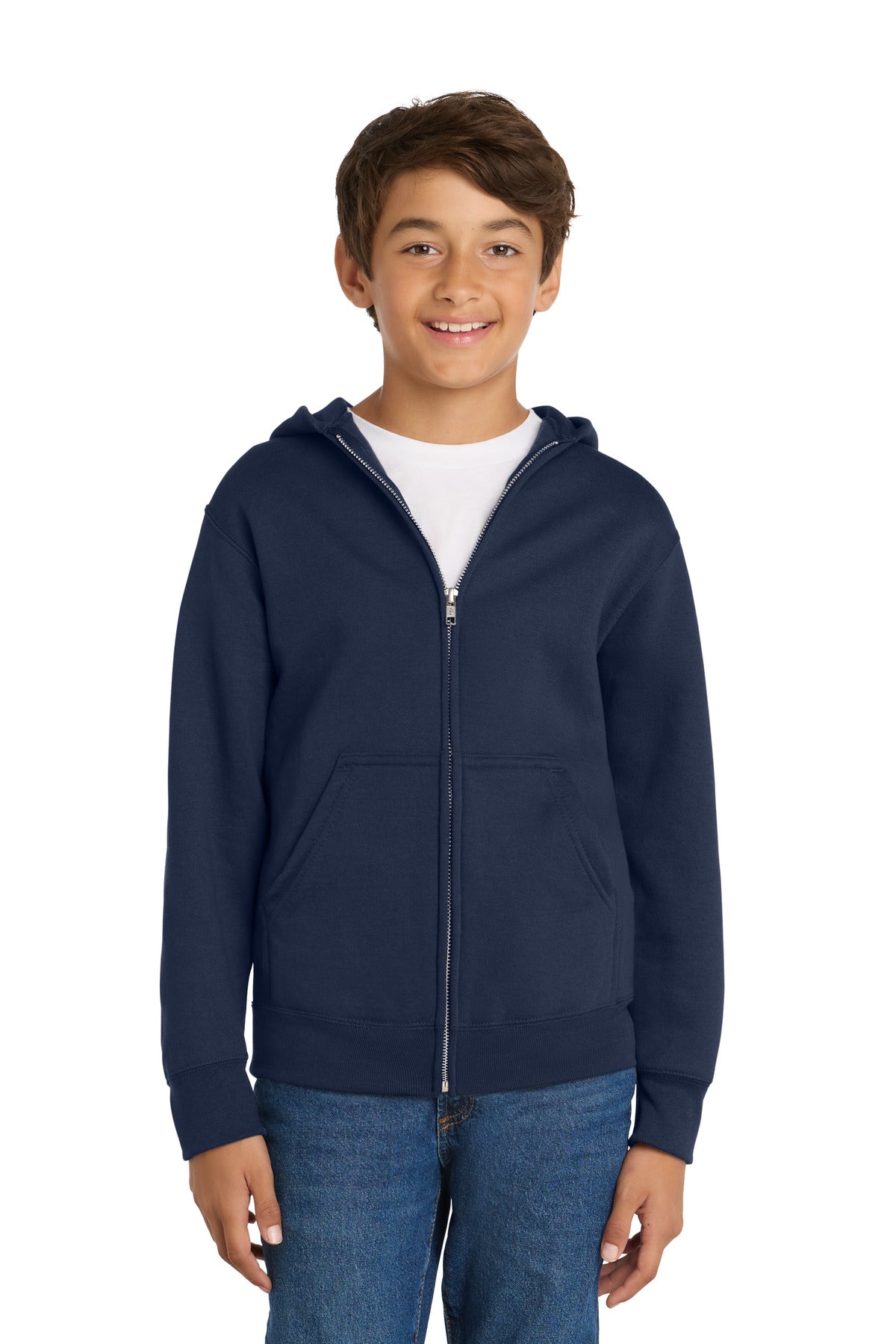 Port & Co ™  Youth Core Fleece Full-Zip Hooded Sweatshirt.  PC90YZH - Port & Company PC90YZH