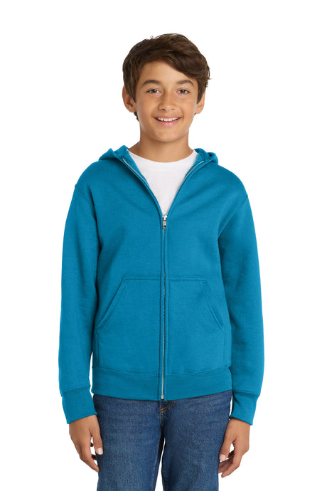Port & Co ™  Youth Core Fleece Full-Zip Hooded Sweatshirt.  PC90YZH - Port & Co PC90YZH