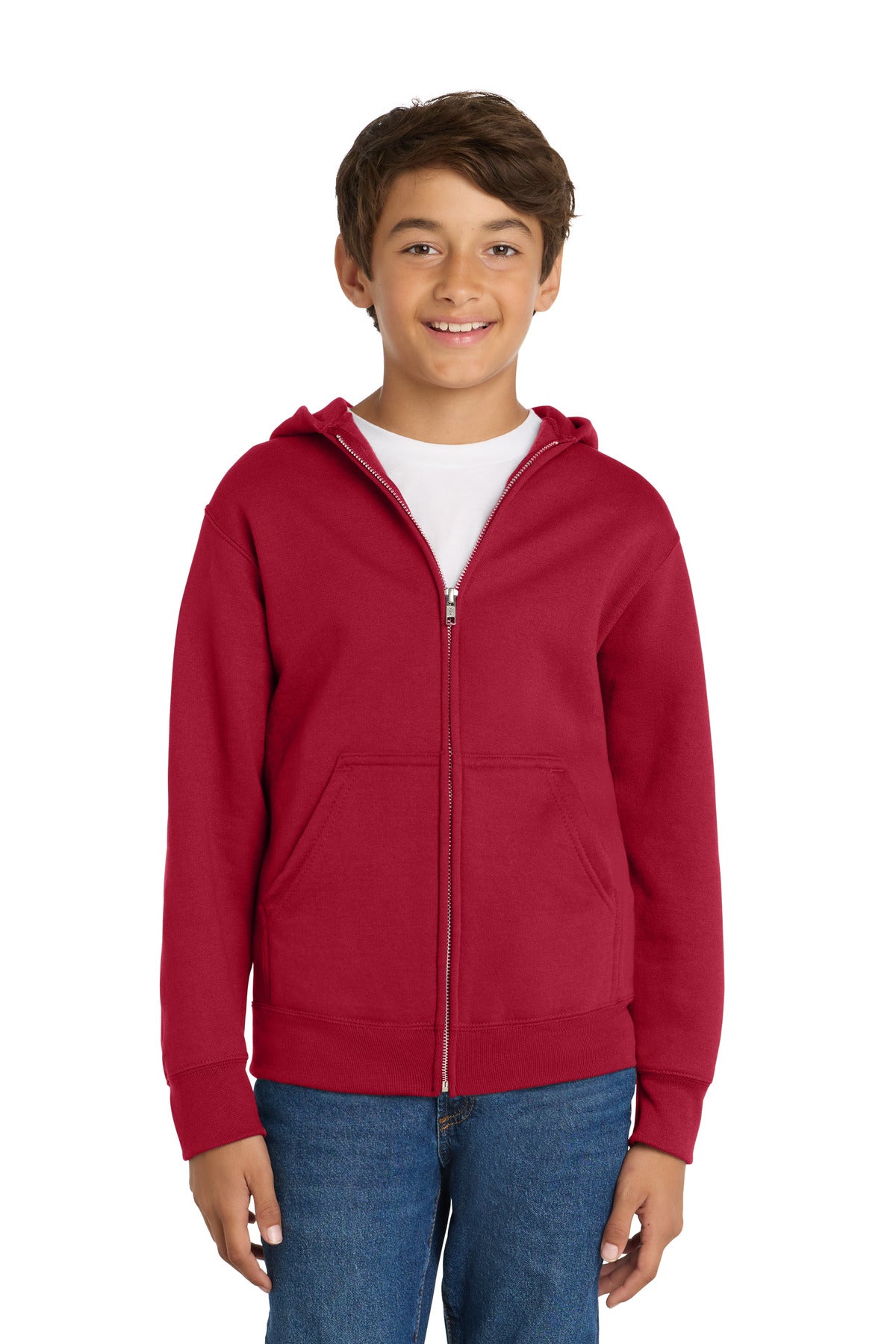 Port & Co ™  Youth Core Fleece Full-Zip Hooded Sweatshirt.  PC90YZH - Port & Company PC90YZH