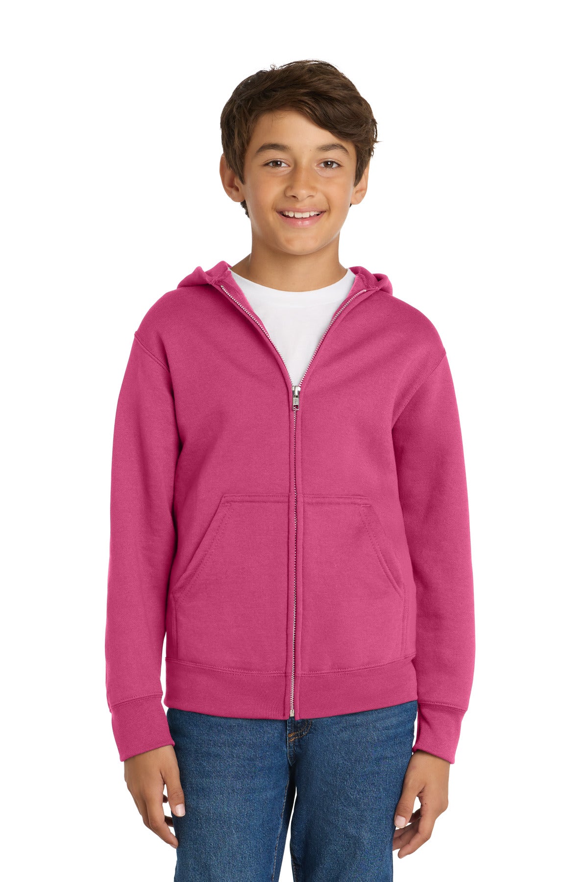 Port & Co ™  Youth Core Fleece Full-Zip Hooded Sweatshirt.  PC90YZH - Port & Company PC90YZH