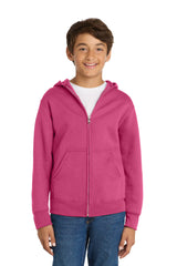 Port & Co ™  Youth Core Fleece Full-Zip Hooded Sweatshirt.  PC90YZH - Port & Company PC90YZH