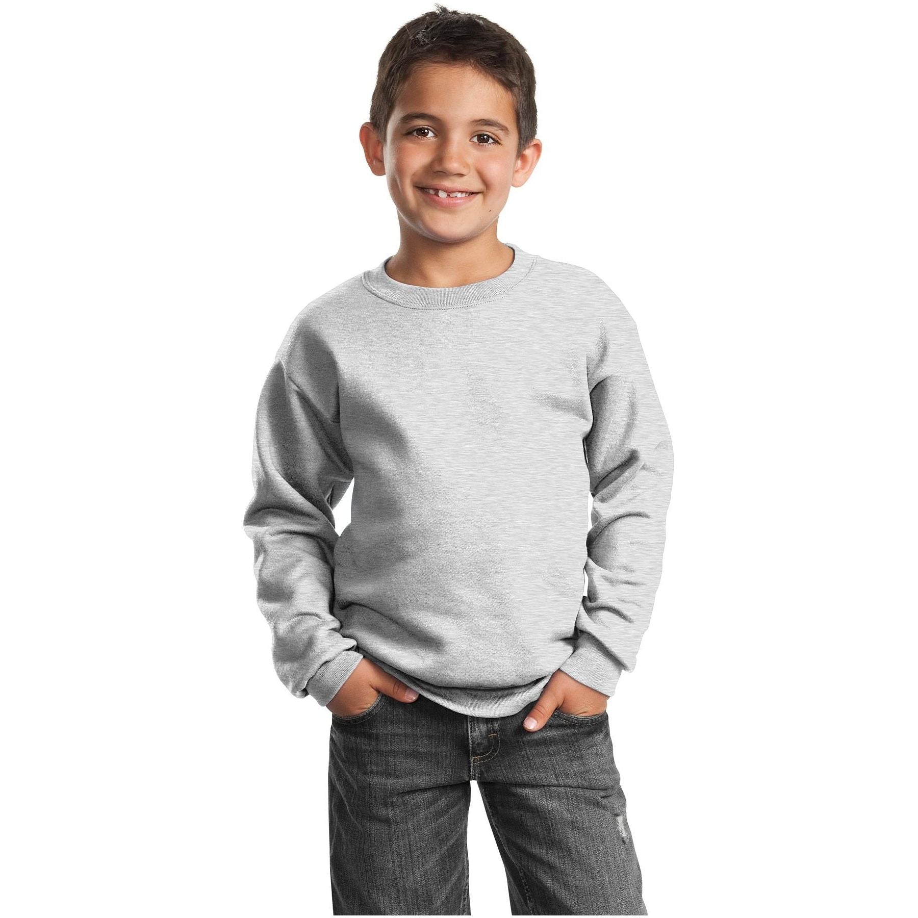 Port & Company ® Youth Core Fleece Crewneck Sweatshirt. PC90Y - Port & Company PC90Y Sweatshirts/Fleece Port & Company Ash XS