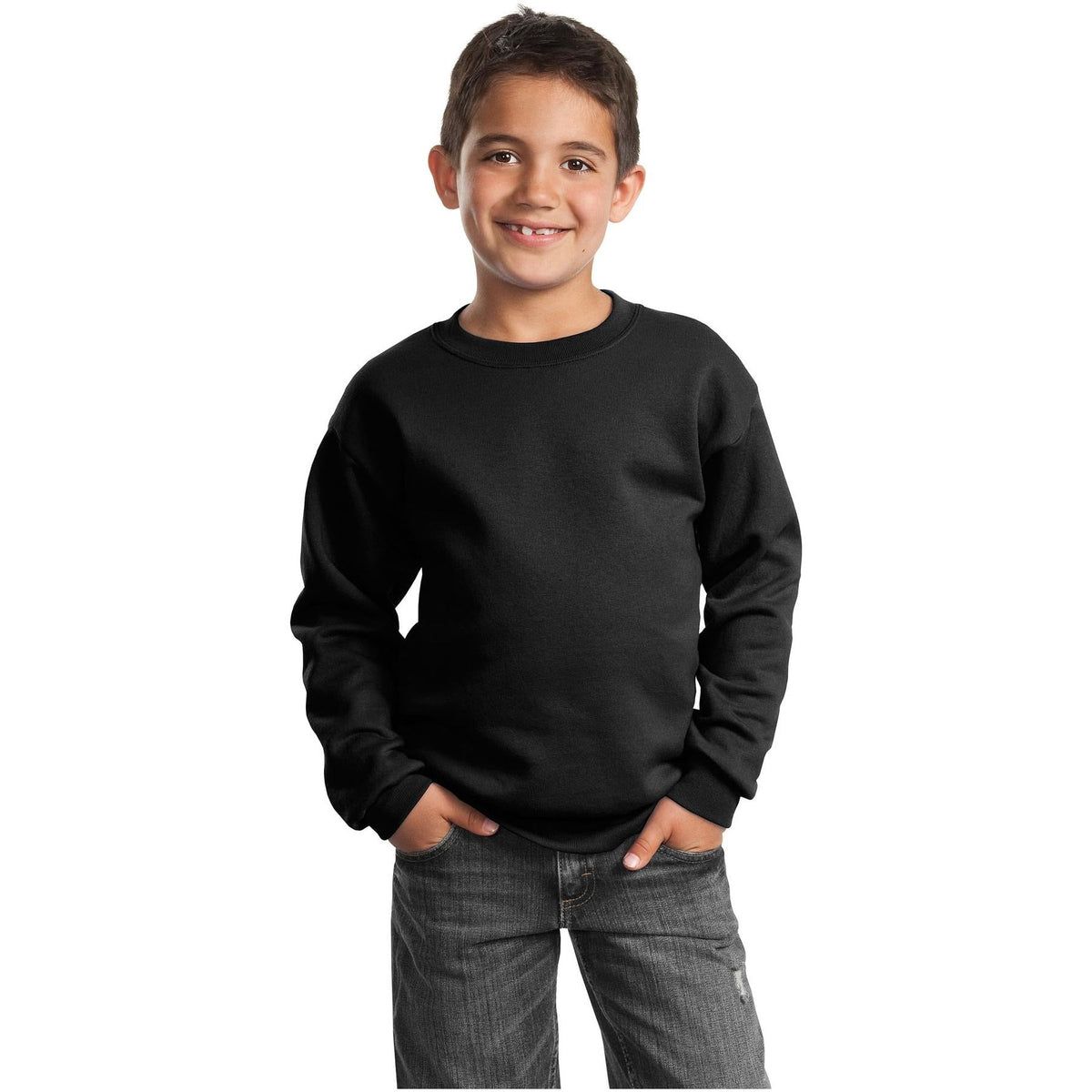 Port & Company ® Youth Core Fleece Crewneck Sweatshirt. PC90Y - Port & Company PC90Y Sweatshirts/Fleece Port & Company Jet Black XS