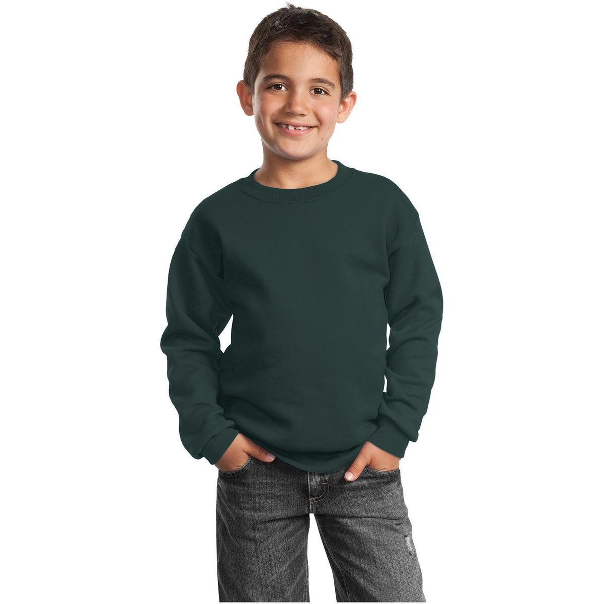 Port & Company ® Youth Core Fleece Crewneck Sweatshirt. PC90Y - Port & Company PC90Y Sweatshirts/Fleece Port & Company Dark Green XS