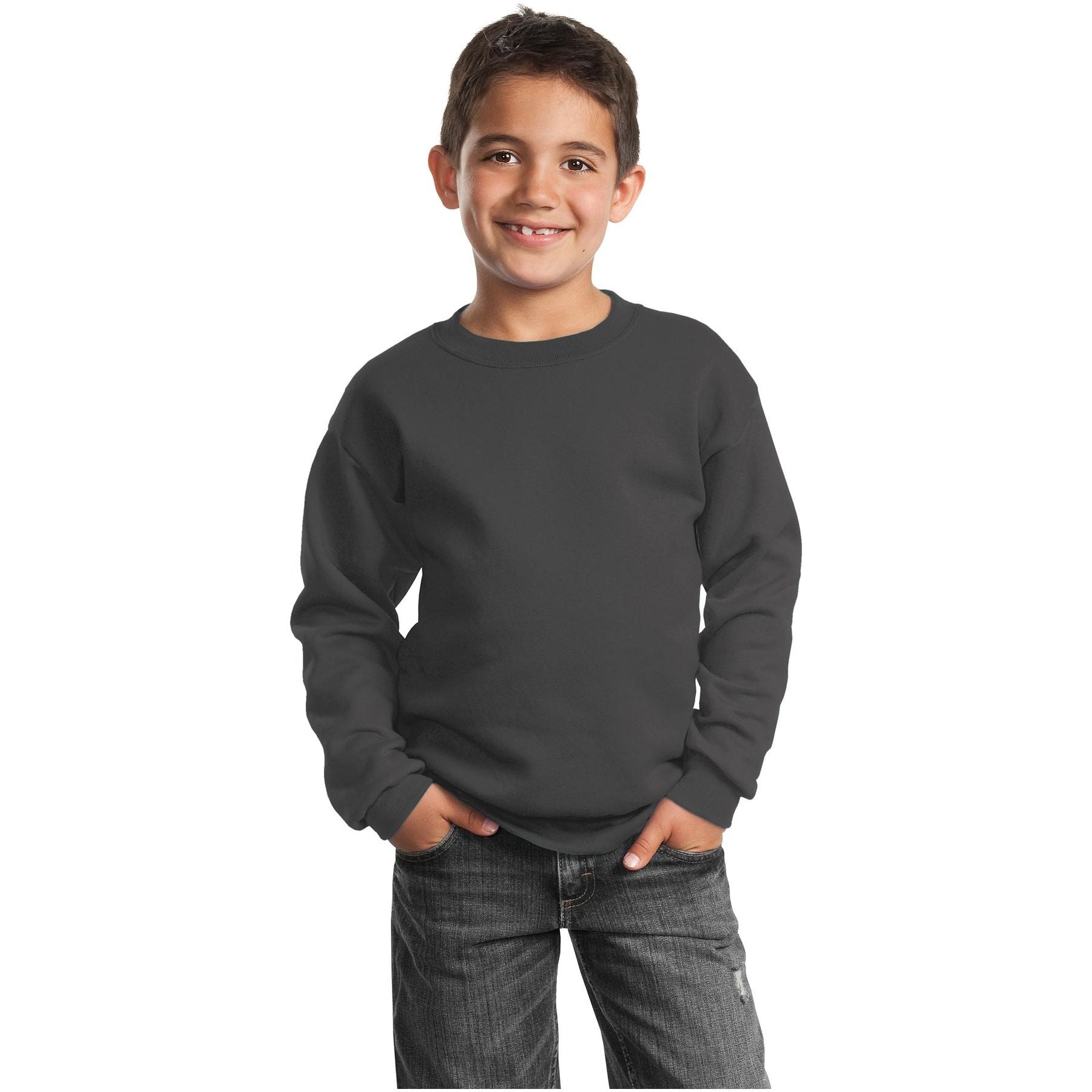 Port & Company ® Youth Core Fleece Crewneck Sweatshirt. PC90Y - Port & Company PC90Y Sweatshirts/Fleece Port & Company Charcoal XS