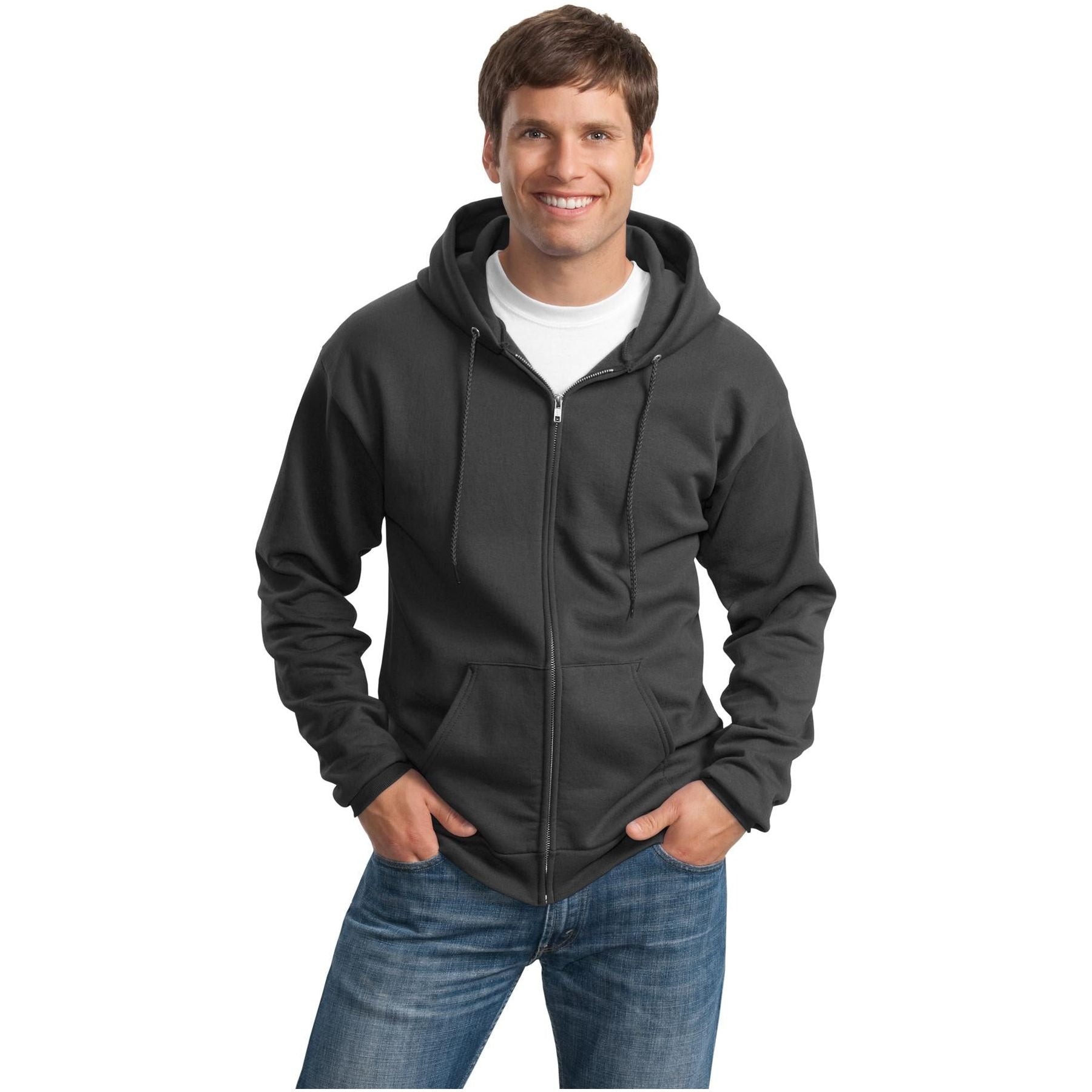 Port & Company ® Tall Essential Fleece Full-Zip Hooded Sweatshirt. PC90ZHT - Port & Company PC90ZHT Sweatshirts/Fleece Port & Company Charcoal LT