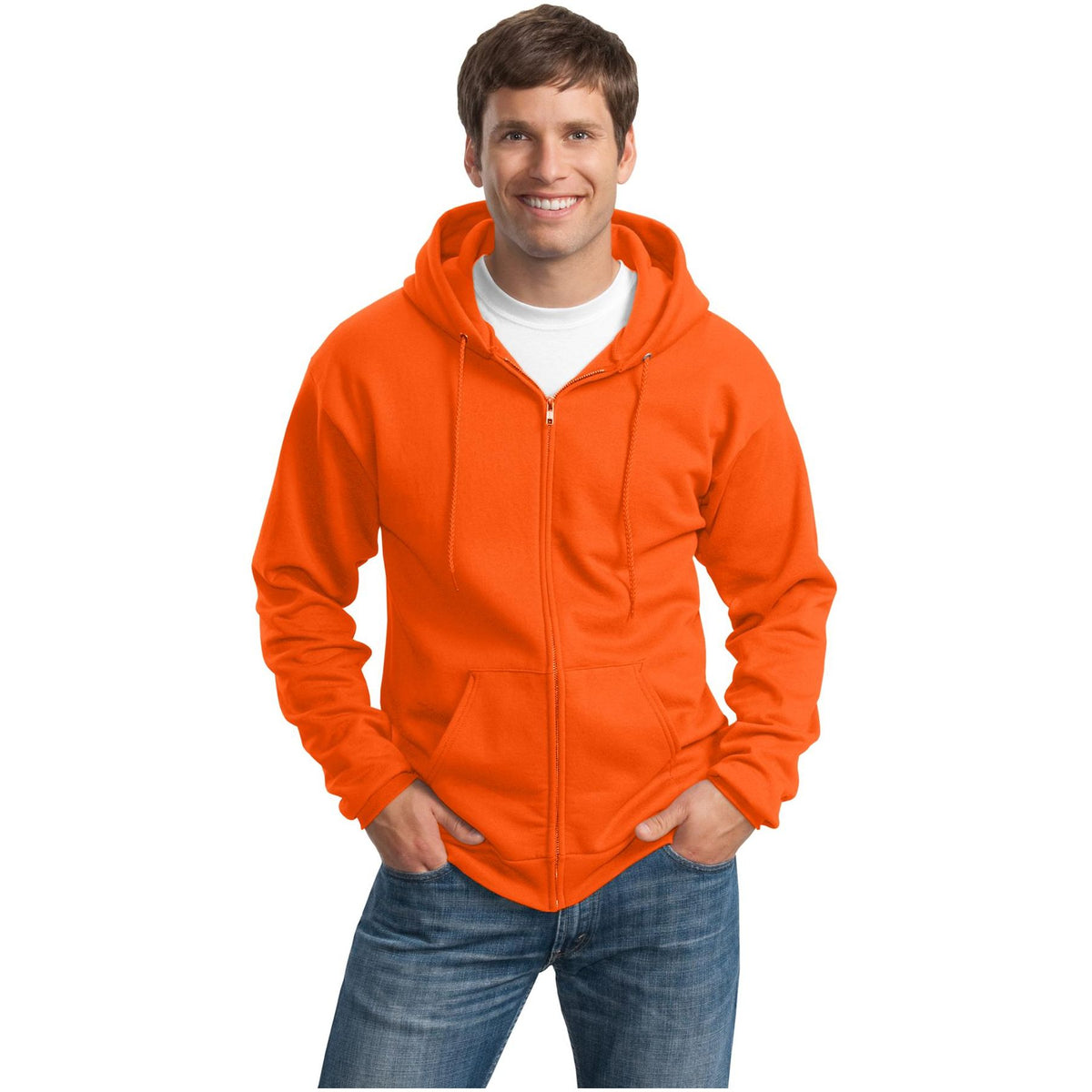 Port & Company ® Tall Essential Fleece Full-Zip Hooded Sweatshirt. PC90ZHT - Port & Company PC90ZHT Sweatshirts/Fleece Port & Company Safety Orange LT