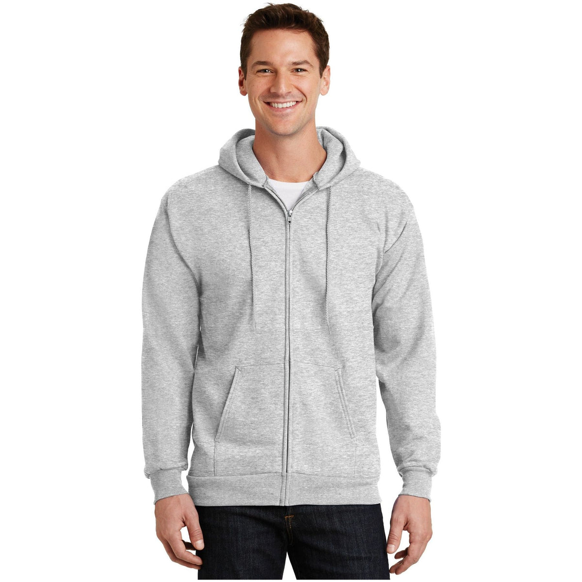 Port & Company ® Essential Fleece Full-Zip Hooded Sweatshirt. PC90ZH - Port & Company PC90ZH Sweatshirts/Fleece Port & Company Ash S