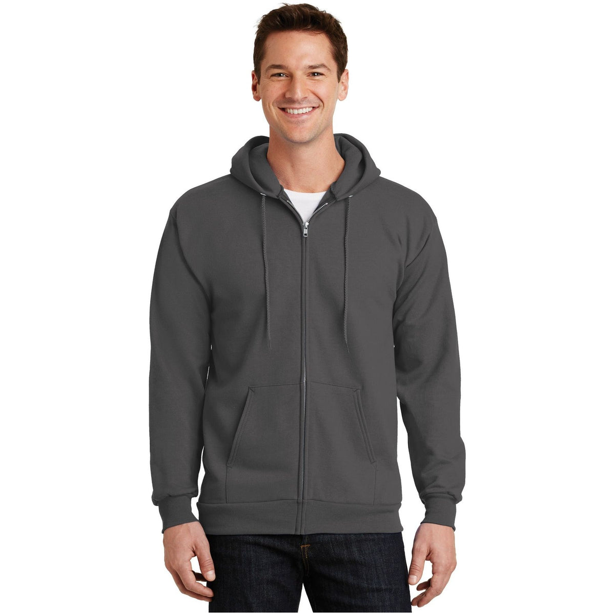 Port & Company ® Essential Fleece Full-Zip Hooded Sweatshirt. PC90ZH - Port & Company PC90ZH Sweatshirts/Fleece Port & Company Charcoal S