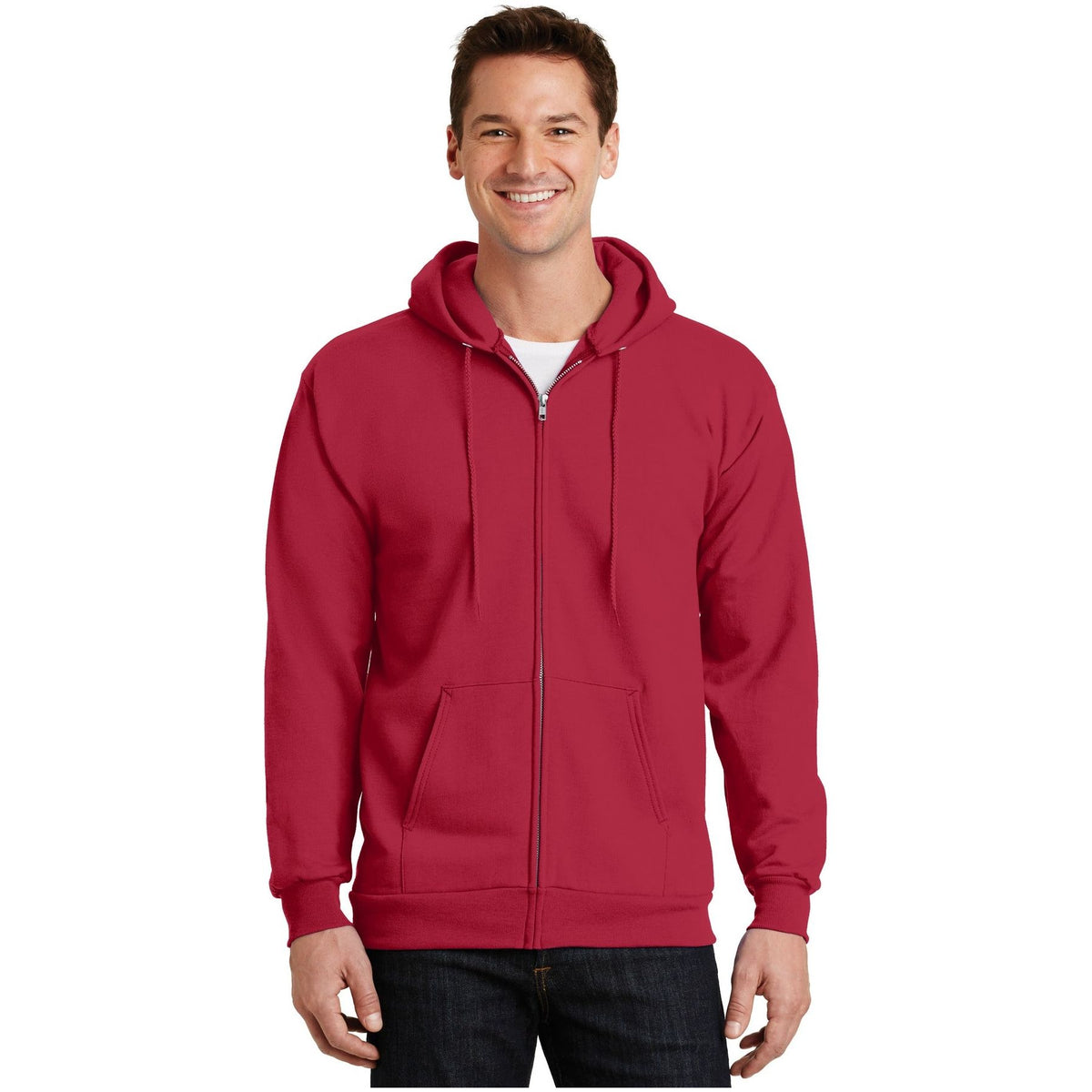 Port & Company ® Essential Fleece Full-Zip Hooded Sweatshirt. PC90ZH - Port & Company PC90ZH Sweatshirts/Fleece Port & Company Red S