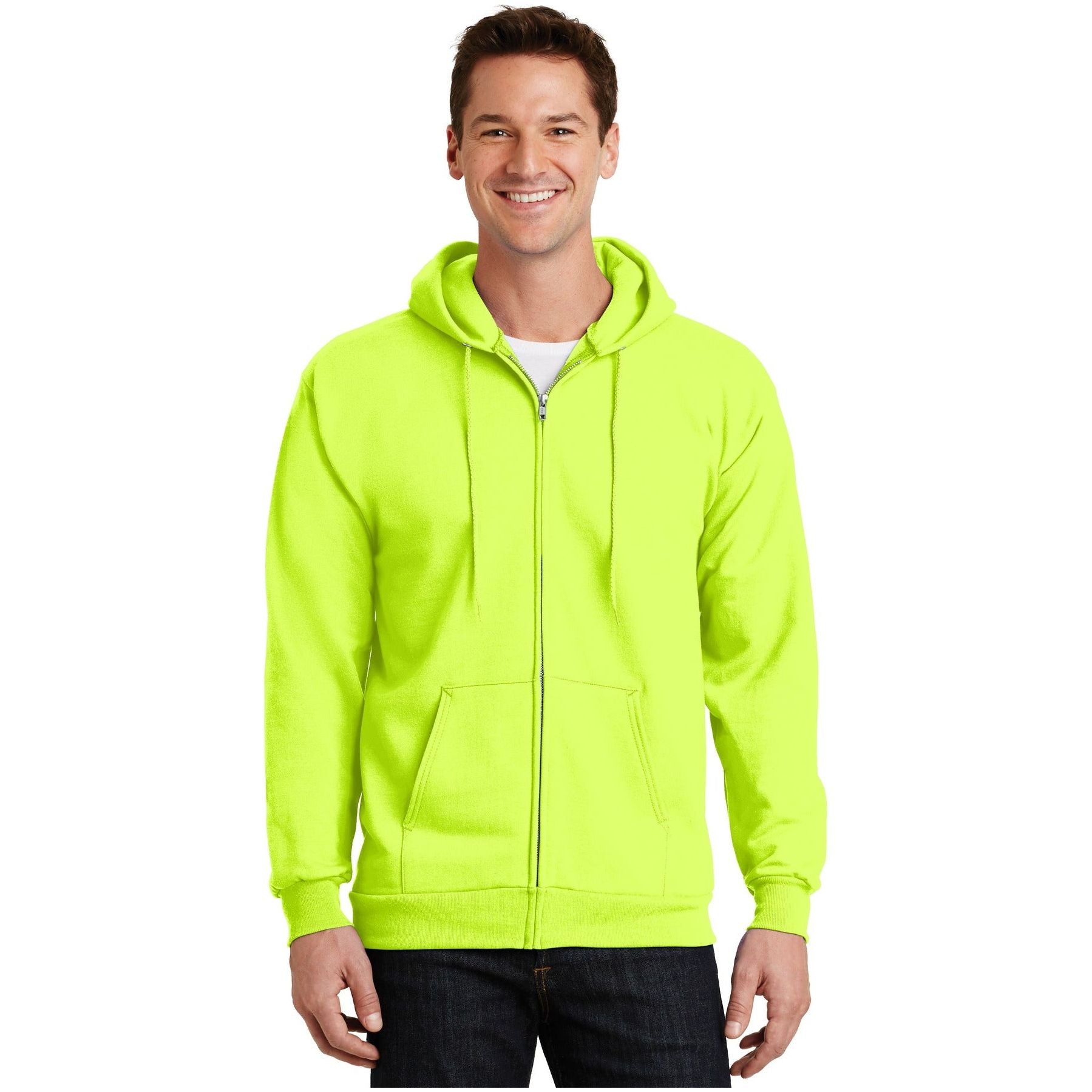 Port & Company ® Essential Fleece Full-Zip Hooded Sweatshirt. PC90ZH - Port & Company PC90ZH Sweatshirts/Fleece Port & Company Safety Green S