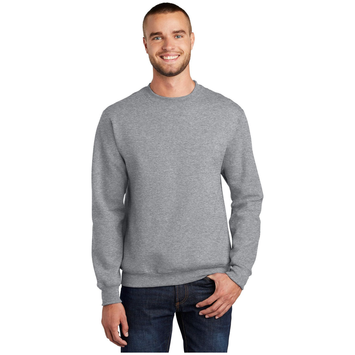 Port & Company ® Essential Fleece Crewneck Sweatshirt. PC90 - Athletic Heather - Port & Company PC90 Sweatshirts/Fleece Port & Company Athletic Heather S