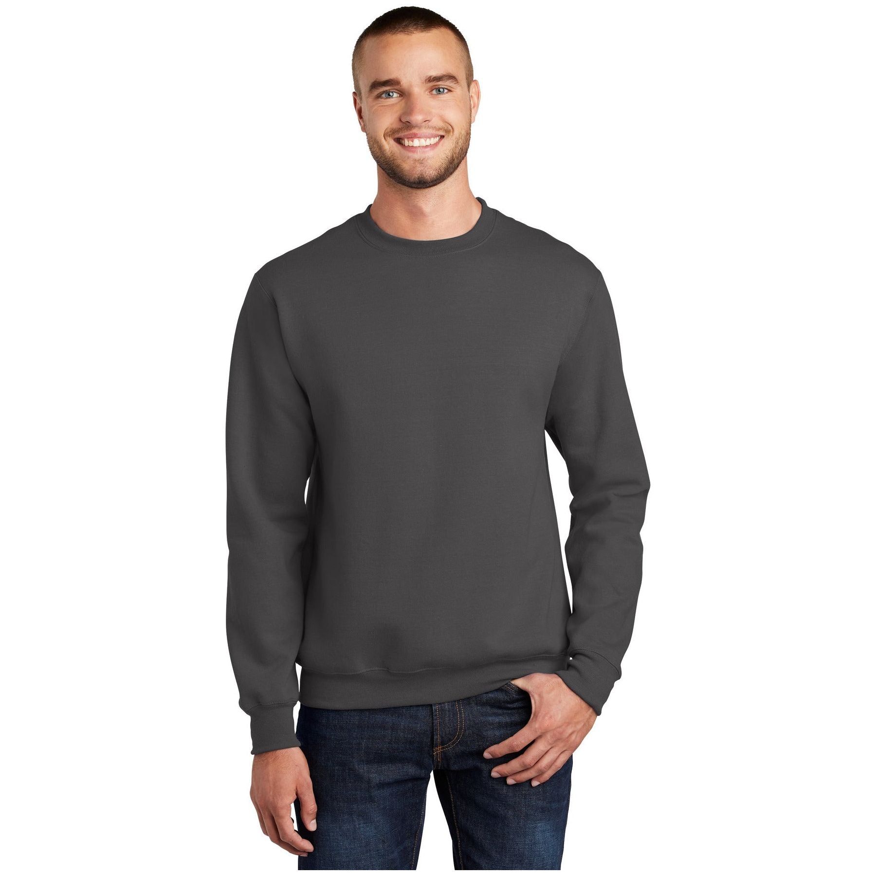 Port & Company ® Essential Fleece Crewneck Sweatshirt. PC90 - Charcoal - Port & Company PC90 Sweatshirts/Fleece Port & Company Charcoal S