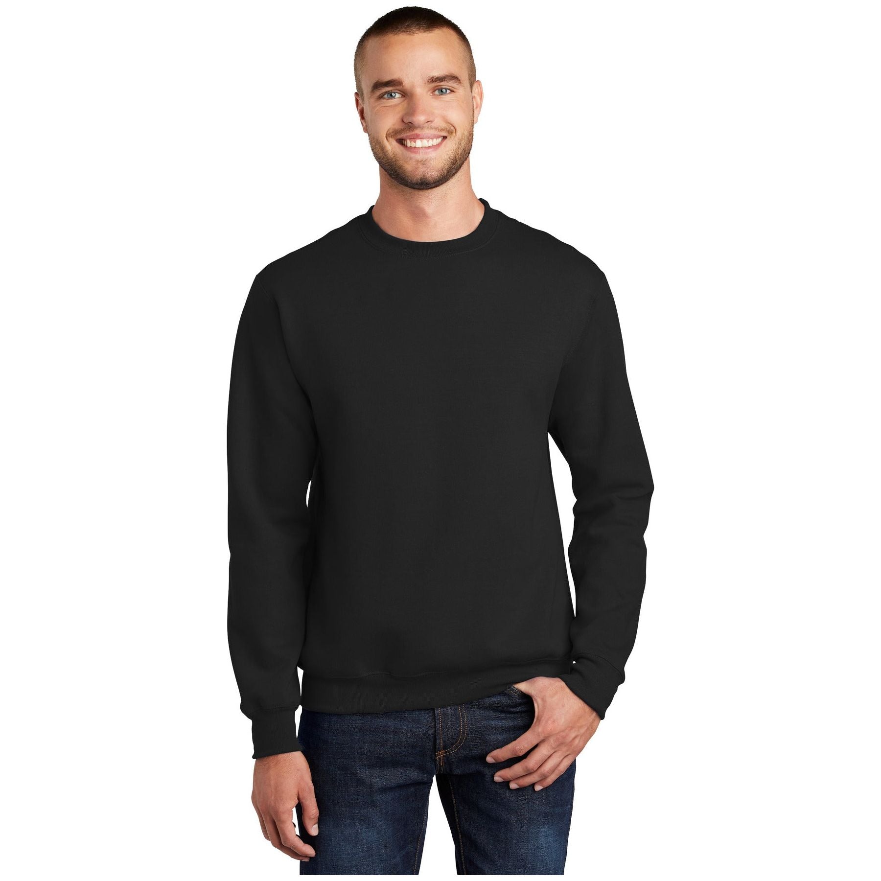 Port & Company ® Essential Fleece Crewneck Sweatshirt. PC90 - Jet Black - Port & Company PC90 Sweatshirts/Fleece Port & Company Jet Black S