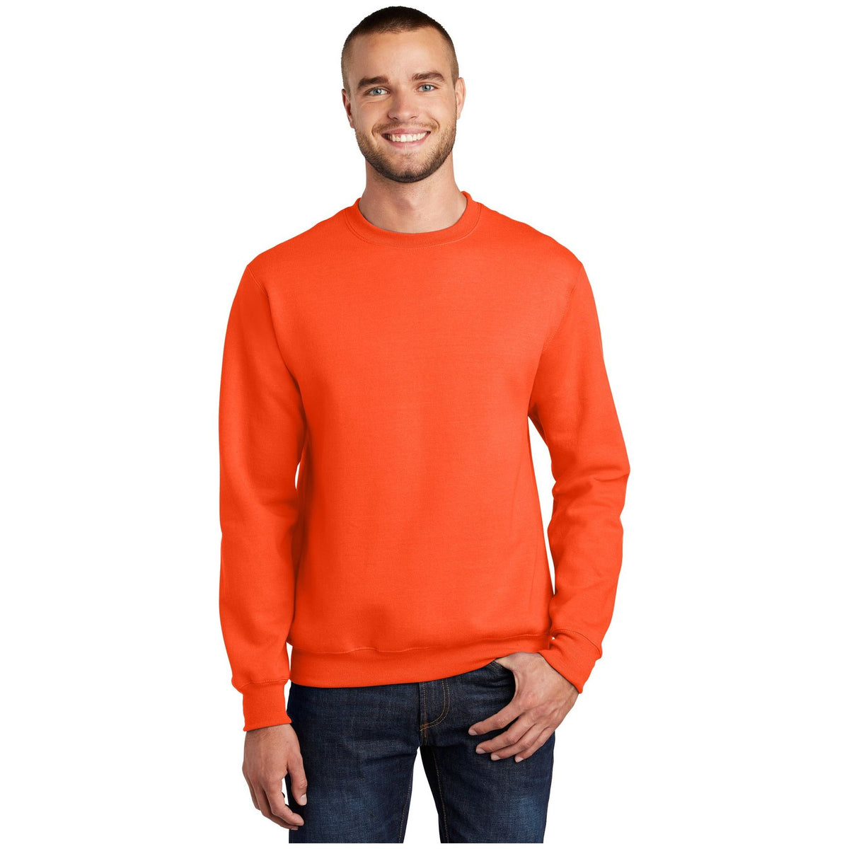 Port & Company ® Essential Fleece Crewneck Sweatshirt. PC90 - Safety Orange - Port & Company PC90 Sweatshirts/Fleece Port & Company Safety Orange S