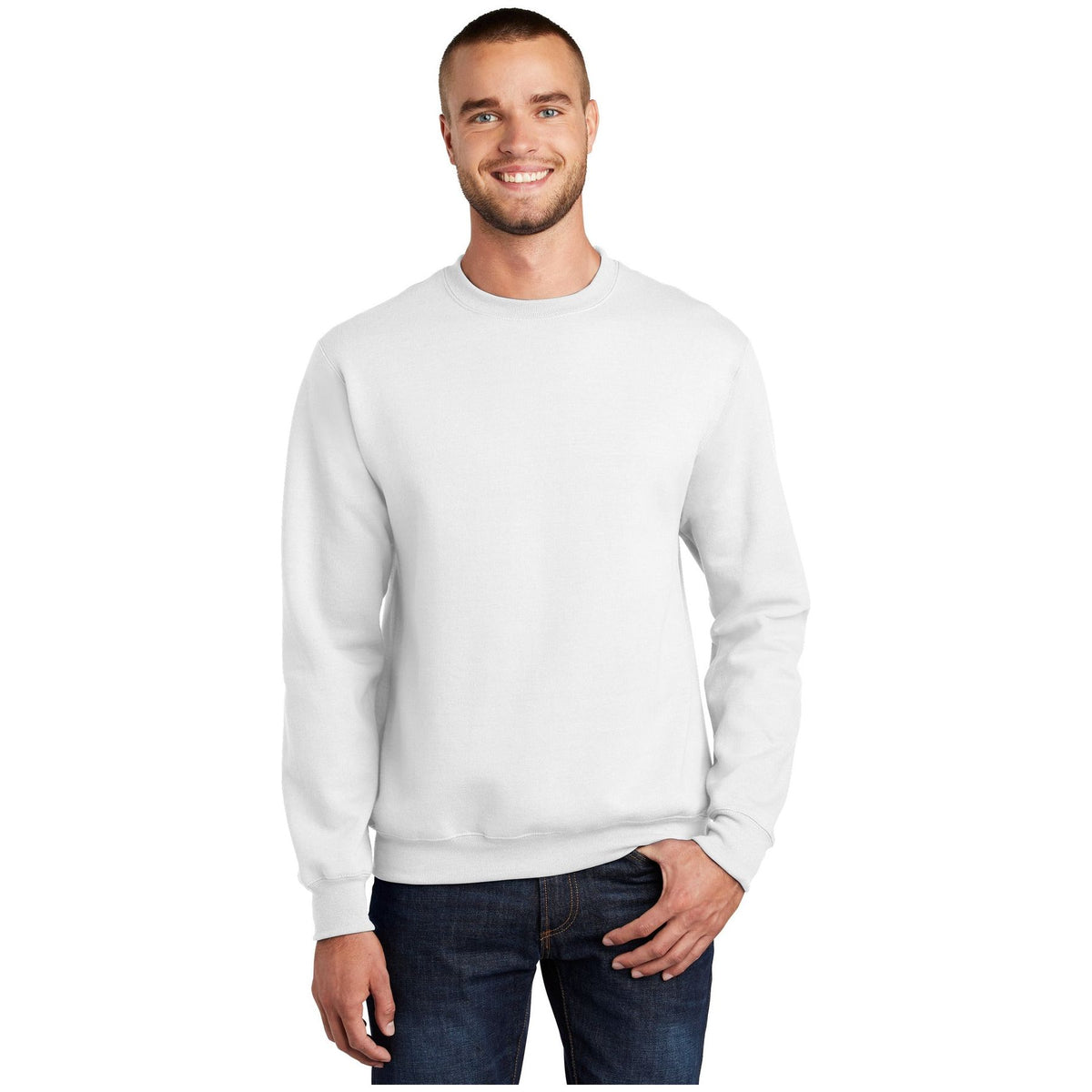 Port & Company ® Essential Fleece Crewneck Sweatshirt. PC90 - White - Port & Company PC90 Sweatshirts/Fleece Port & Company White S