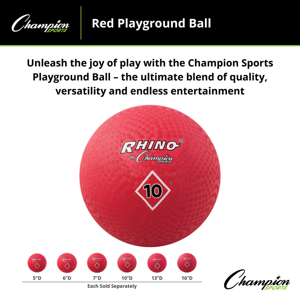 Champion Sports PLAYGROUND BALL, RED 5" D