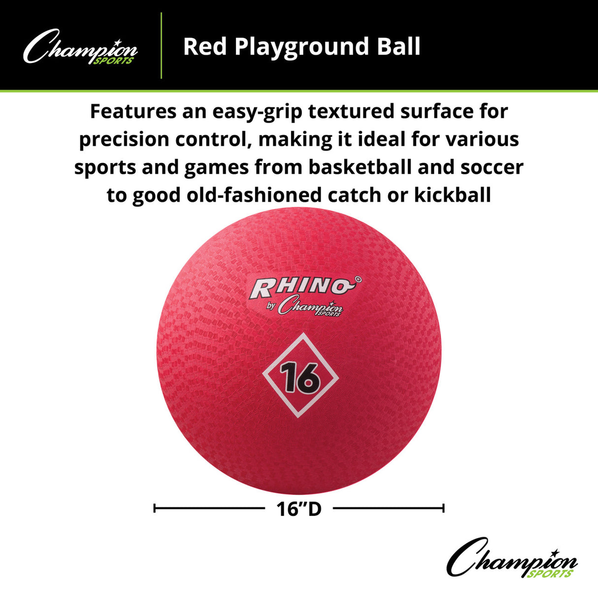 Champion Sports PLAYGROUND BALL, RED 5" D
