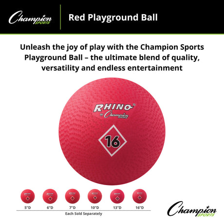 Champion Sports PLAYGROUND BALL, RED 5" D