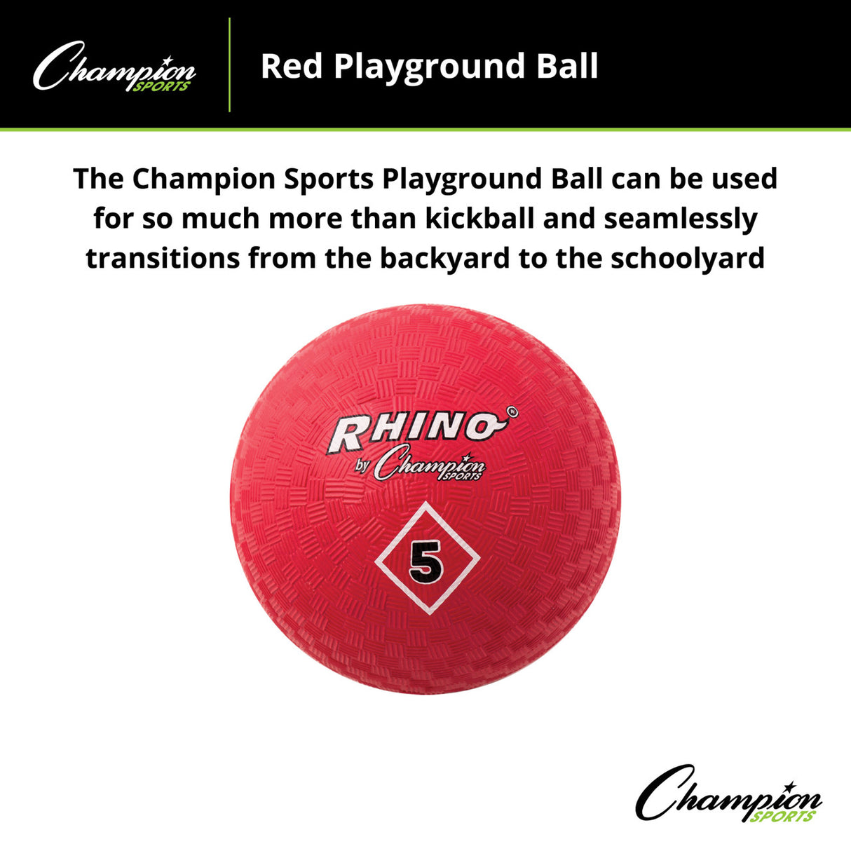 Champion Sports PLAYGROUND BALL, RED 5" D