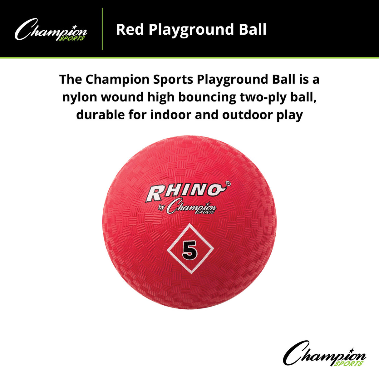 Champion Sports PLAYGROUND BALL, RED 5" D