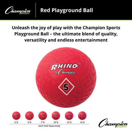 Champion Sports PLAYGROUND BALL, RED 5" D