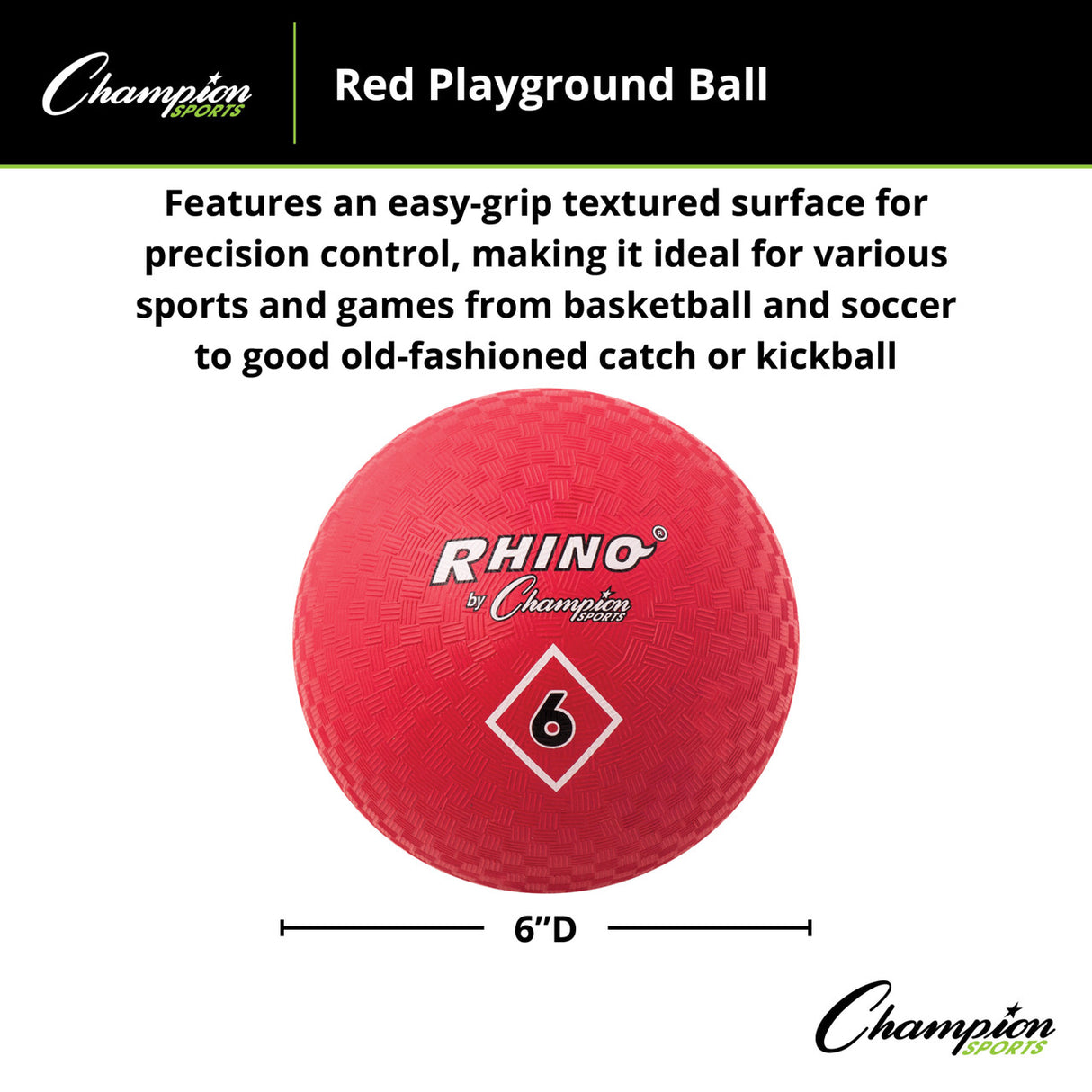 Champion Sports PLAYGROUND BALL, RED 5" D
