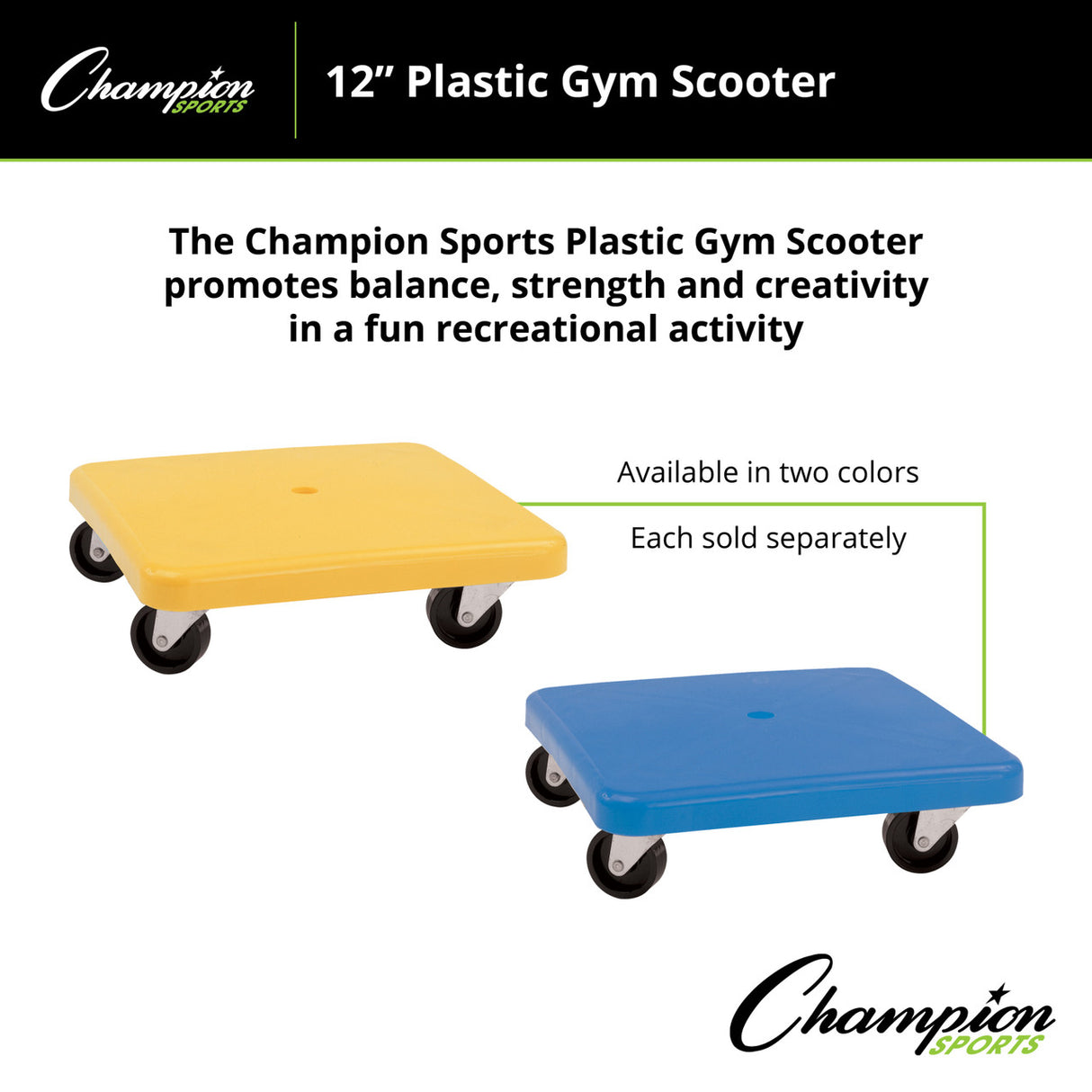 Champion Sports PLASTIC GYM SCOOTER 16" X 16"