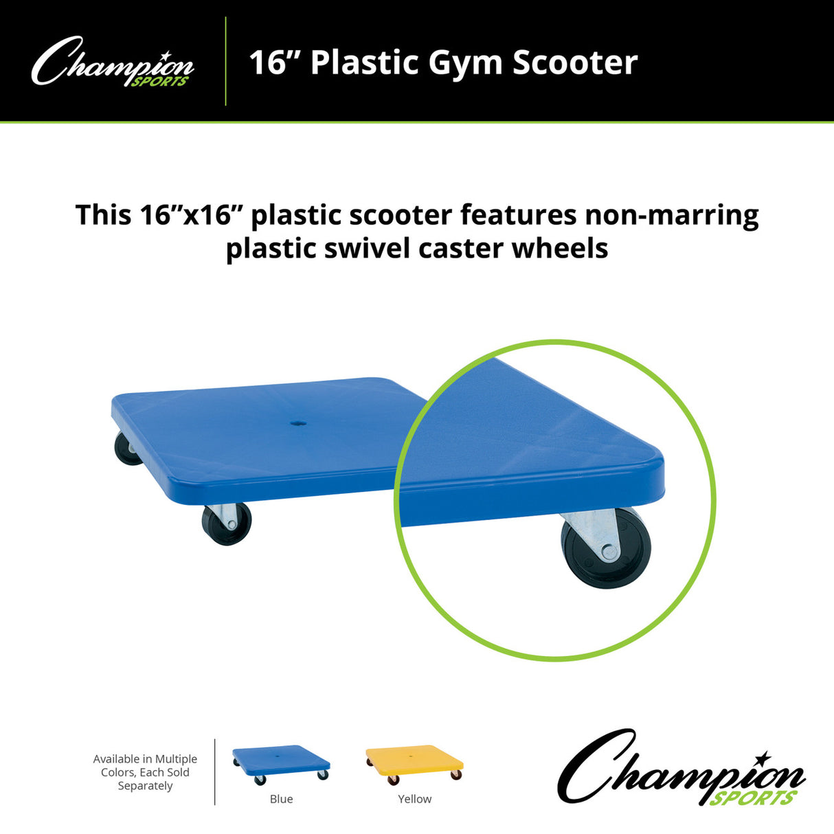 Champion Sports PLASTIC GYM SCOOTER 16" X 16"
