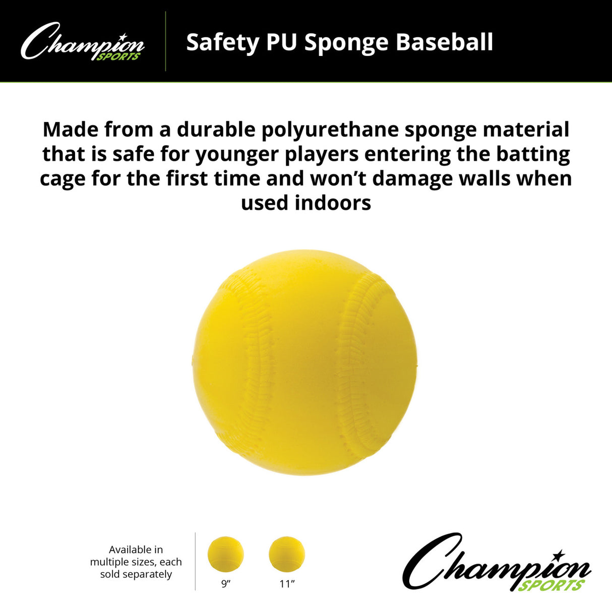 Champion Sports SAFETY PU SPONGE BALLS 12" SOFTBALLS