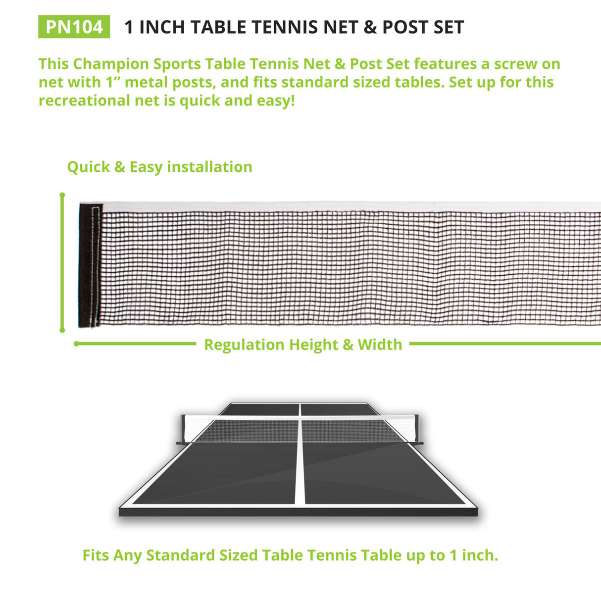 Champion Sports TABLE TENNIS NET AND POST 0.5" H