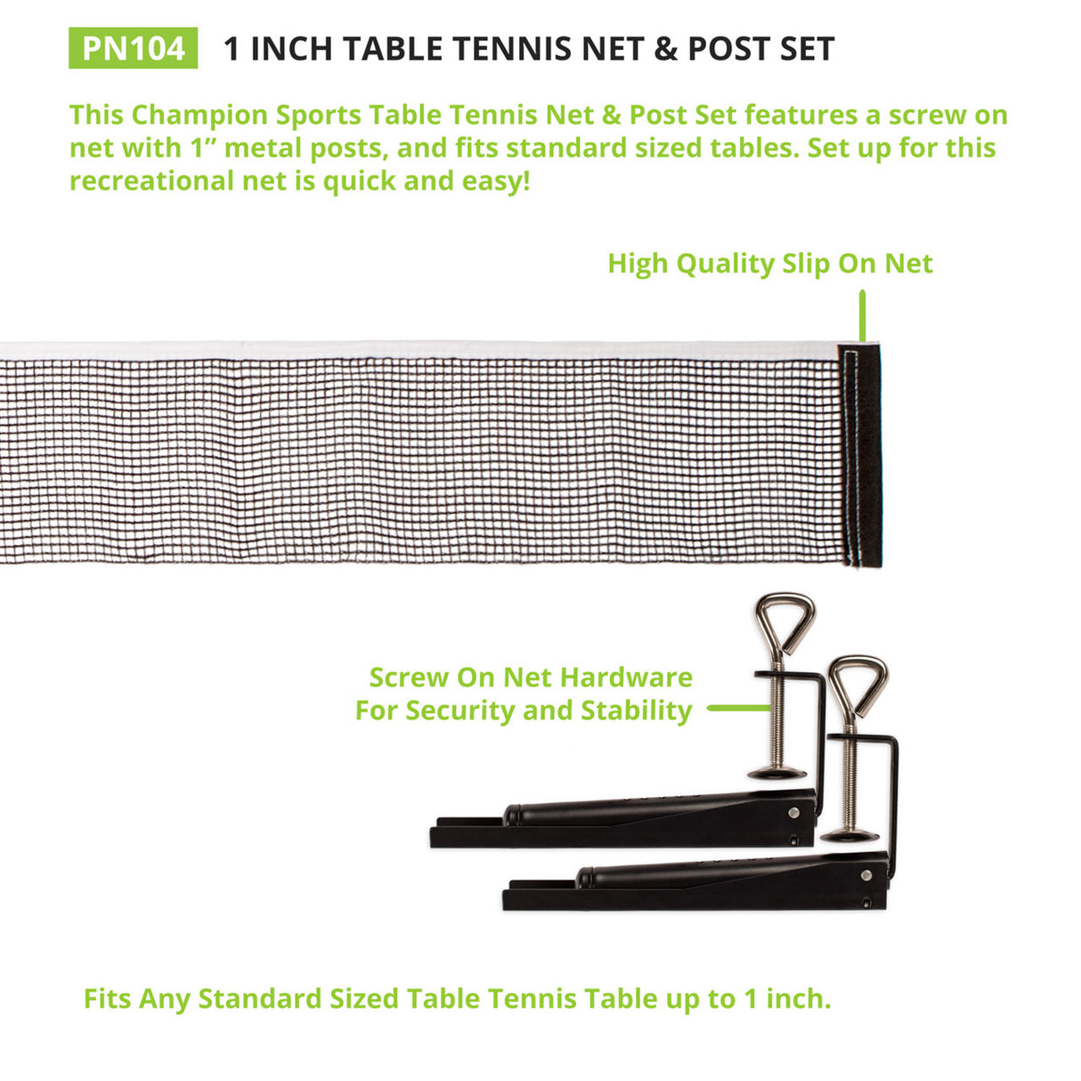 Champion Sports TABLE TENNIS NET AND POST 0.5" H