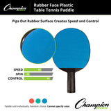 Champion Sports RUBBER FACE PLASTIC TABLE TENNIS PADDLE