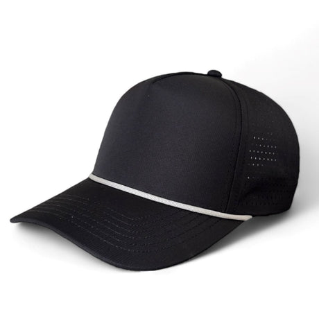 Kati PNL50R Performance Laser Cut 5-Panel Cap with Rope in Black/Gray