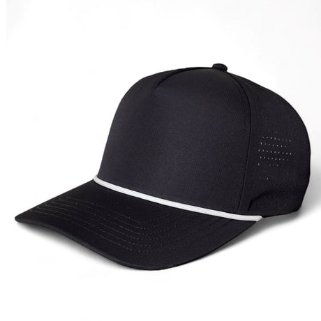 Kati PNL50R Performance Laser Cut 5-Panel Cap with Rope in Black/White