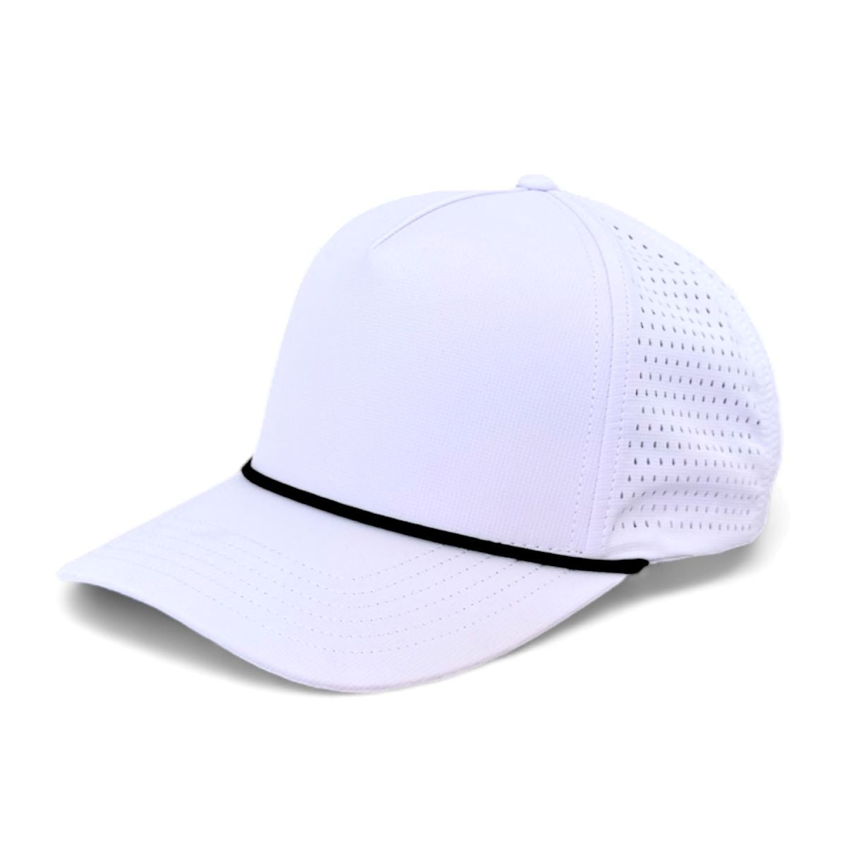 Kati PNL50R Performance Laser Cut 5-Panel Cap with Rope in White/Black