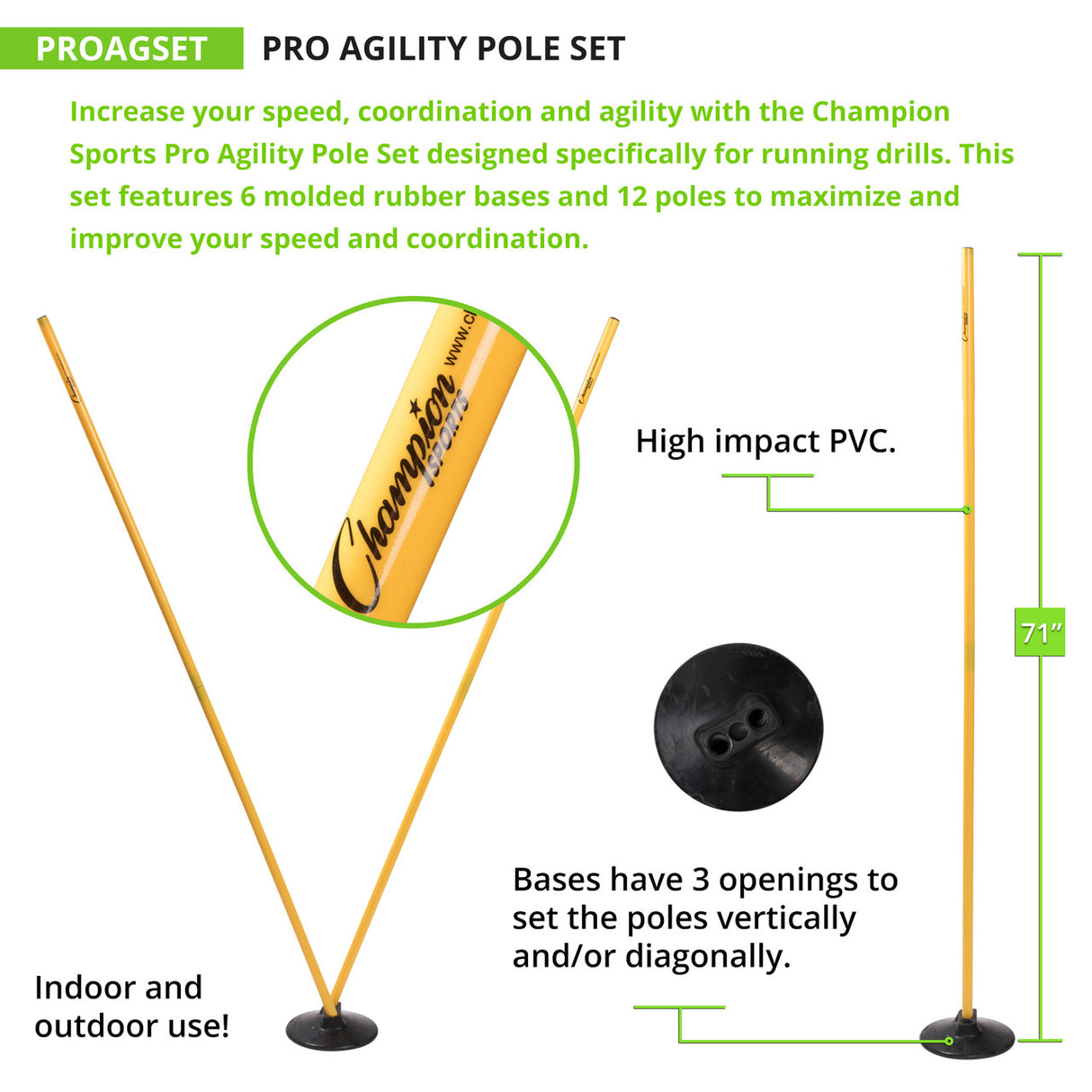 Champion Sports PRO AGILITY POLE SET