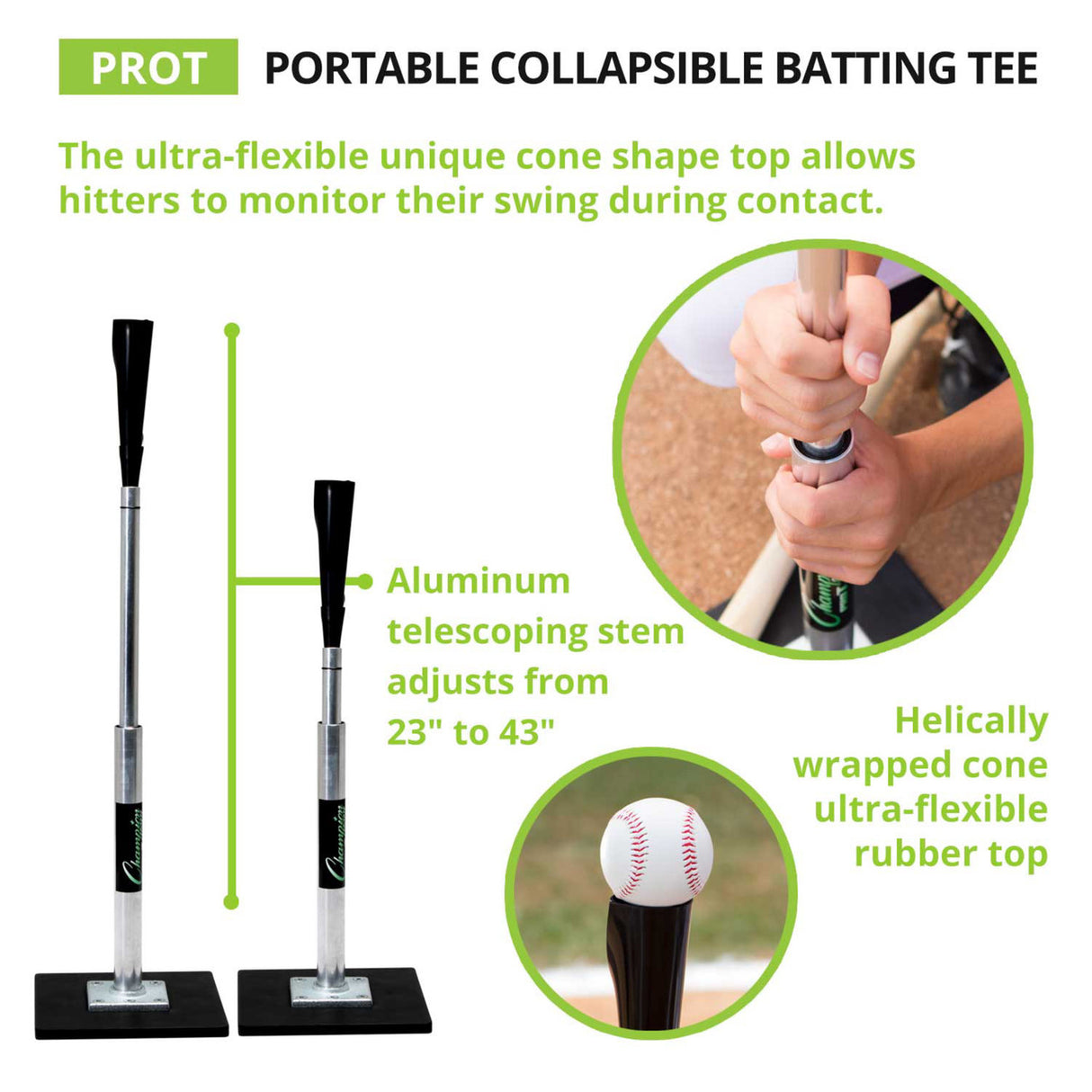 Champion Sports PORTABLE COLLAPSIBLE BATTING TEE JUNIOR