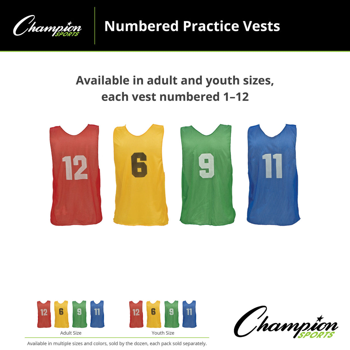 NUMBERED PRACTICE VEST, YOUTH BLUE