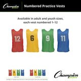 NUMBERED PRACTICE VEST, ADULT BLUE