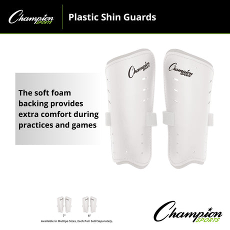 Champion Sports MOLDED SHIN GUARDS 7" WHITE