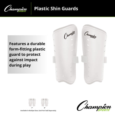 Champion Sports MOLDED SHIN GUARDS 7" WHITE