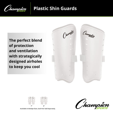 Champion Sports MOLDED SHIN GUARDS 7" WHITE