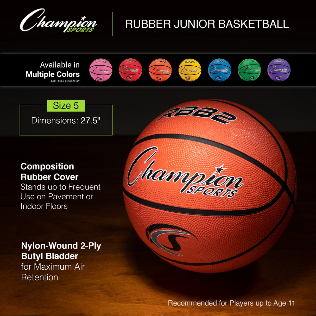 SIZE 5 RUBBER BASKETBALL RED