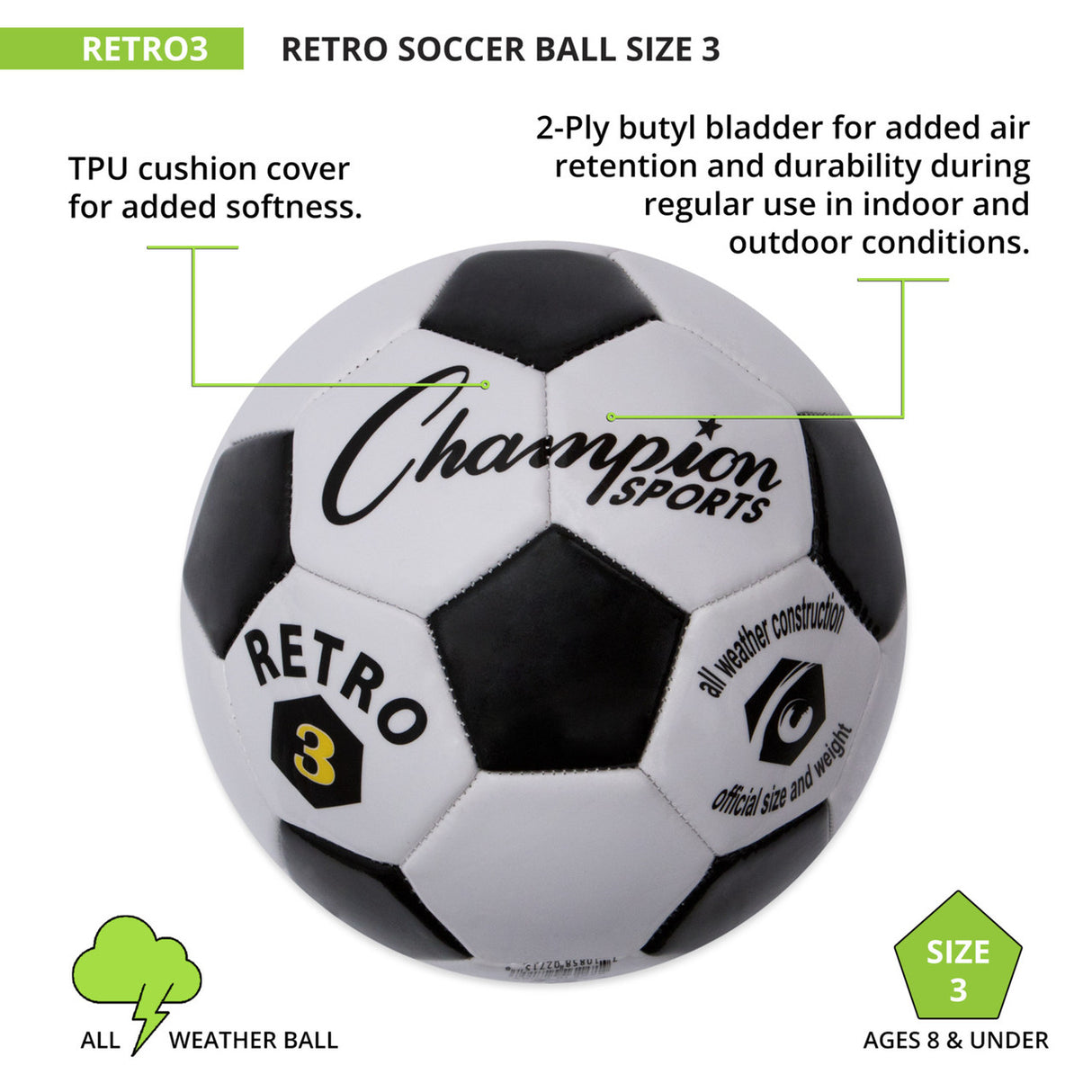 Champion Sports RETRO SOCCER BALL SIZE 3