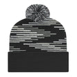 Cap America RKB12 Bar Knit Cap with Cuff - Black/Heather/White