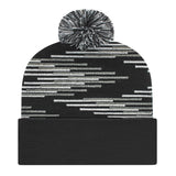 Cap America RKB12 Bar Knit Cap with Cuff - Black/Heather/White