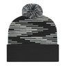 Cap America RKB12 Bar Knit Cap with Cuff - Black/Heather/White